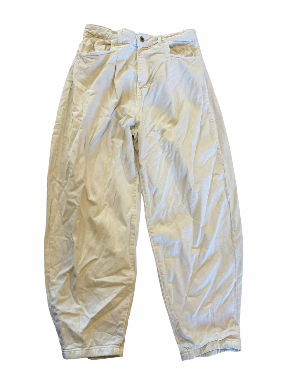 ZARA THE 80s COLLECTION High Rise Tapered Leg White Jeans size 8 - Picture 6 of 10